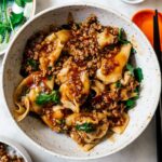 turkey wontons in turkey mapo sauce | foodiesanddrink.com