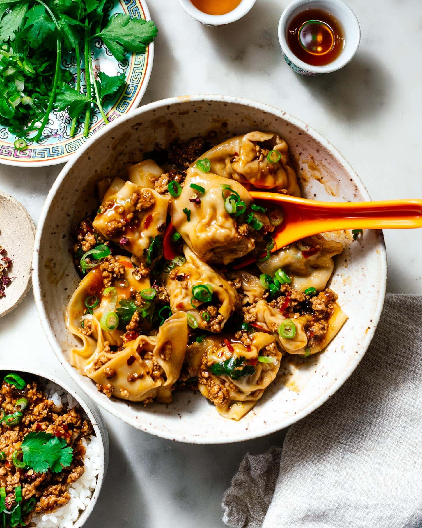 Turkey Wontons in Turkey Mapo Sauce