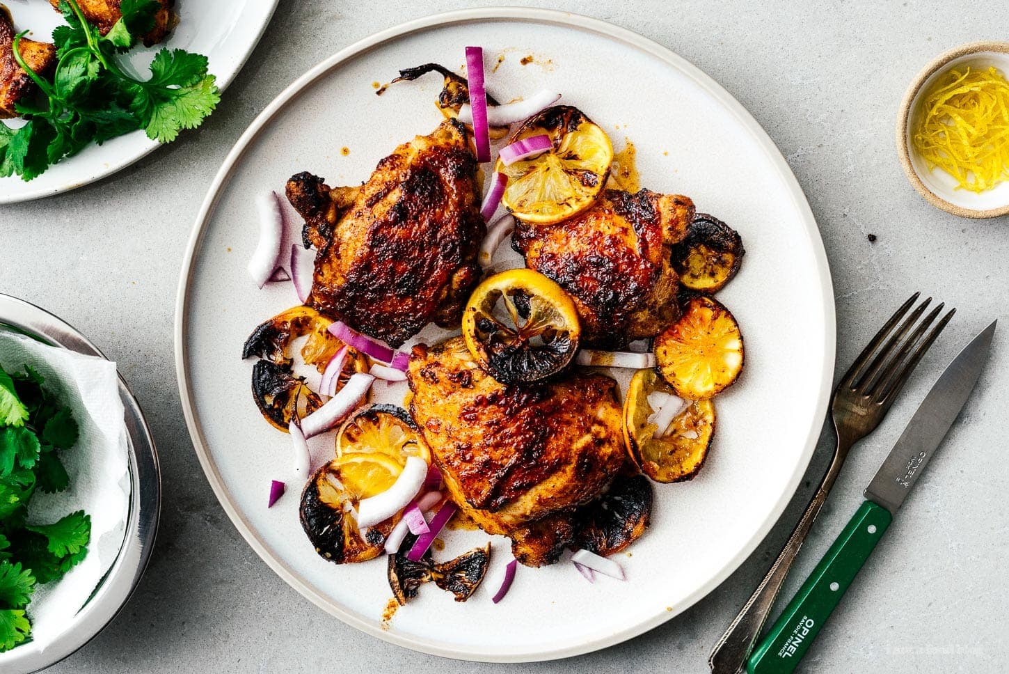 air fryer chicken thighs with paprika oil glaze | foodiesanddrink.com