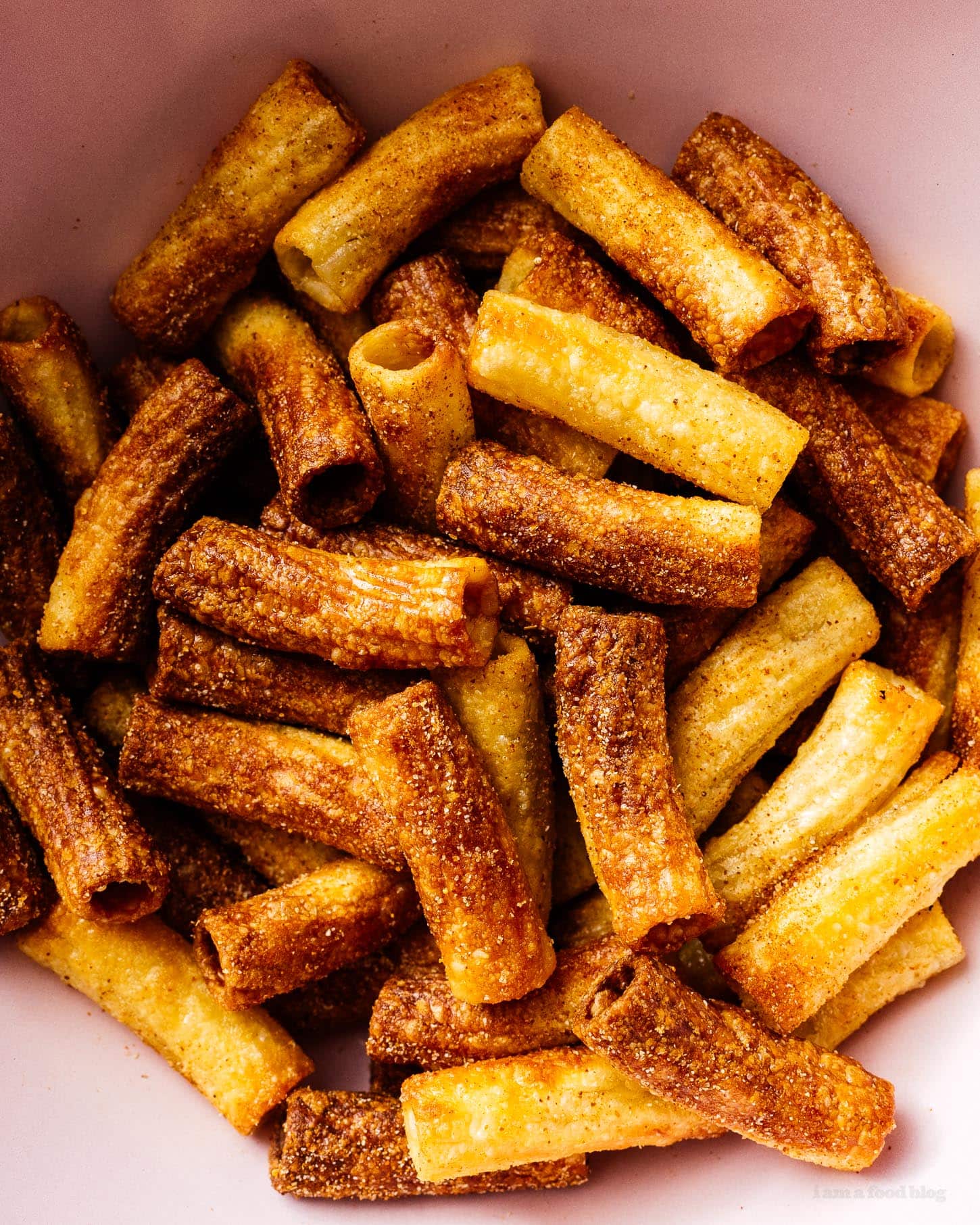 pasta chips tossed in spicy powder | foodiesanddrink.com